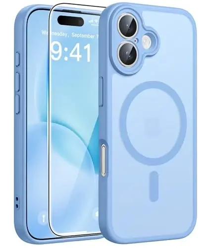 FNTCASE iPhone 16 uchun telefon g'ilofi: Magnitli yarim shaffof mat zarbga chidamli ingichka mobil telefon qopqog'i - Harbiy standartga mos tushishga chidamli qattiq orqa barmoq izlariga qarshi himoya qutisi - 1