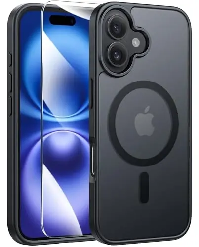 FNTCASE iPhone 16 uchun telefon qutisi: Magnitli shaffof mat zarbga chidamli ingichka mobil telefon qopqog'i - Harbiy darajadagi tushishga chidamli qattiq orqa barmoq izlariga qarshi himoya qutisi - 1