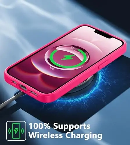 FNTCASE iPhone 16e Case Clear uchun: Magsafe bilan mos keluvchi ingichka sarg'aymaydigan harbiy darajadagi tushishdan himoya qiluvchi zarbga chidamli shaffof telefon qopqog'i (D-Hot Pink) - 4