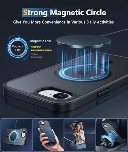 FNTCASE iPhone 16e Phone Case uchun: iPhone 16E 2025 Magnit Matt Harbiy Darajadagi Tushishdan Himoya Telefon Qopqog'i | Yupqa Sirpanishga Qarshi Bardoshli Zarba o'tkazmaydigan G'iloflar - 3