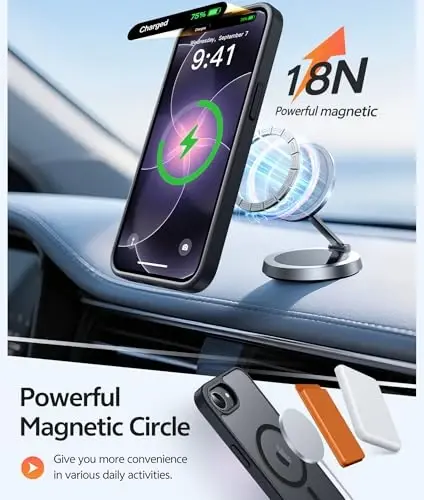 FNTCASE iPhone 16e Phone Case uchun: iPhone 16E 2025 Magnit Matt Harbiy Darajadagi Tushishdan Himoya Telefon Qopqog'i | Yupqa Sirpanishga Qarshi Bardoshli Zarba o'tkazmaydigan G'iloflar - 3
