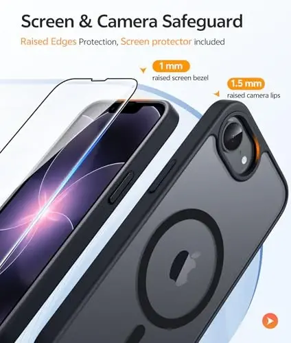 FNTCASE iPhone 16e Phone Case uchun: iPhone 16E 2025 Magnit Matt Harbiy Darajadagi Tushishdan Himoya Telefon Qopqog'i | Yupqa Sirpanishga Qarshi Bardoshli Zarba o'tkazmaydigan G'iloflar - 4