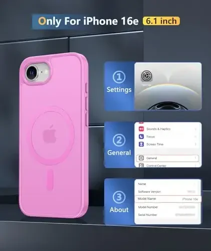 FNTCASE iPhone 16e Phone Case uchun: iPhone 16E 2025 Magnit Matt Harbiy Standartga Muofiq Tushishdan Himoya Qiluvchi Telefon G'ilofi | Yupqa Sirpanishga Qarshi Chidamli Zarba o'tkazmaydigan G'iloflar - 2