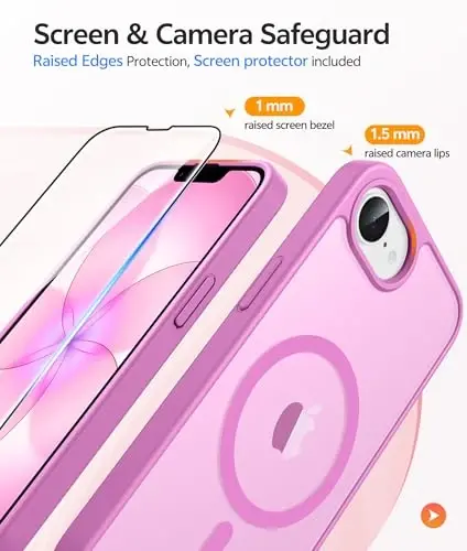 FNTCASE iPhone 16e Phone Case uchun: iPhone 16E 2025 Magnit Matt Harbiy Standartga Muofiq Tushishdan Himoya Qiluvchi Telefon G'ilofi | Yupqa Sirpanishga Qarshi Chidamli Zarba o'tkazmaydigan G'iloflar - 4