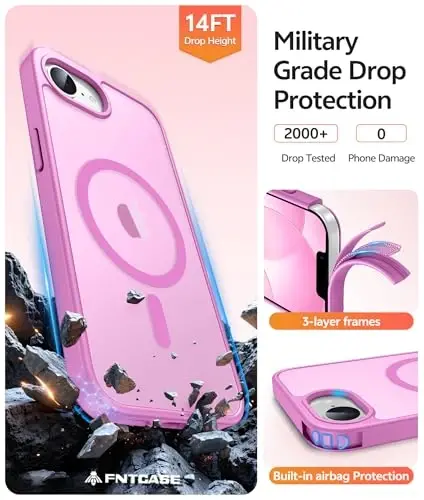 FNTCASE iPhone 16e Phone Case uchun: iPhone 16E 2025 Magnit Matt Harbiy Standartga Muofiq Tushishdan Himoya Qiluvchi Telefon G'ilofi | Yupqa Sirpanishga Qarshi Chidamli Zarba o'tkazmaydigan G'iloflar - 5