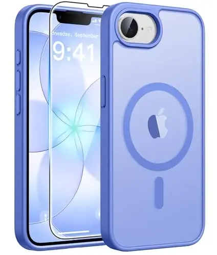 FNTCASE iPhone 16e uchun g'ilof: [Magsafe bilan mos] Shaffof matli g'iloflar [Ekran himoyachisi bilan] Harbiy standartga mos zarbaga chidamli himoya telefon qopqog'i - Ultramarin - FNTCASE