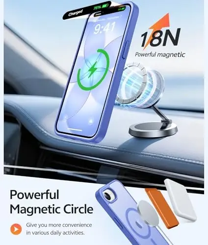 FNTCASE iPhone 16e uchun g'ilof: [Magsafe bilan mos] Shaffof matli g'iloflar [Ekran himoyachisi bilan] Harbiy standartga mos zarbaga chidamli himoya telefon qopqog'i - Ultramarin - 3