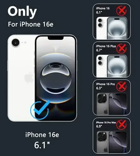 FNTCASE iPhone 16e uchun g‘ilof Shaffof: Magsafe bilan mos keladigan telefon g‘iloflari Yaxshi sarg‘ayishga qarshi Harbiy darajadagi zarbadan himoya Qattiq zarbga chidamli himoya Shaffof mobil telefon qopqog‘i (D-ko‘k) - 2