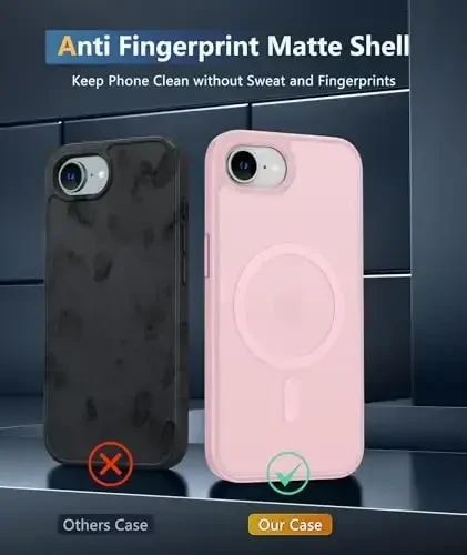 FNTCASE iPhone 16e uchun telefon g‘ilofi: iPhone 16E 2025 magnitli mat harbiy darajadagi tushishdan himoya telefon qopqog‘i | Yupqa sirpanishga qarshi bardoshli zarbga chidamli g‘iloflar - 5