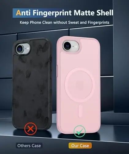 FNTCASE iPhone 16e uchun telefon g‘ilofi: iPhone 16E 2025 magnitli mat harbiy darajadagi tushishdan himoya telefon qopqog‘i | Yupqa sirpanishga qarshi bardoshli zarbga chidamli g‘iloflar - 5