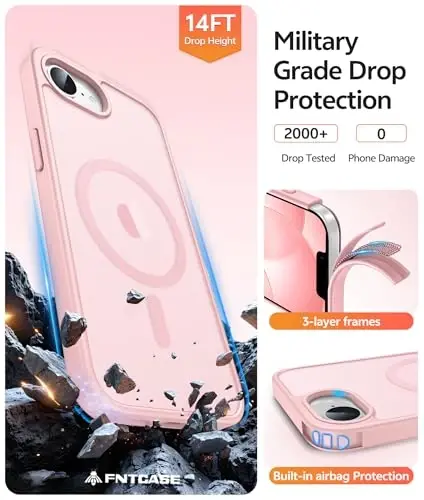 FNTCASE iPhone 16e uchun telefon g‘ilofi: iPhone 16E 2025 magnitli mat harbiy darajadagi tushishdan himoya telefon qopqog‘i | Yupqa sirpanishga qarshi bardoshli zarbga chidamli g‘iloflar - 5