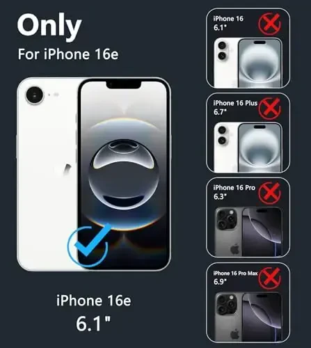 FNTCASE iPhone 16E uchun telefon g‘ilofi: Magnitli mustahkam himoya | Harbiy darajadagi ingichka sarg‘ayishga qarshi telefon g‘iloflari | Zarba va tirnalishga chidamli shaffof telefon qopqog‘i (B-ko‘k) - 2