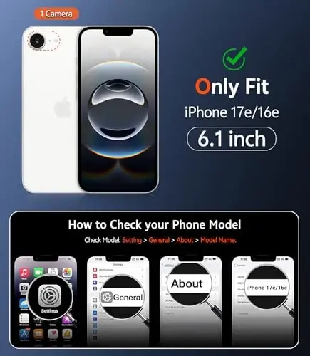 FNTCASE iPhone 16E uchun telefon g‘ilofi: Magnitli mustahkam himoya | Harbiy darajadagi ingichka sarg‘ayishga qarshi telefon g‘iloflari | Zarba va tirnalishga chidamli shaffof telefon qopqog‘i (B-ko‘k) - 2