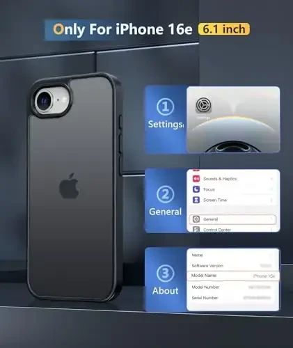 FNTCASE iPhone 16e uchun telefon qutisi: iPhone 16E 2025 Mat harbiy darajadagi tushishdan himoya qiluvchi telefon qopqog'i | Yupqa sirpanishga qarshi bardoshli zarbga chidamli qutilar - 2