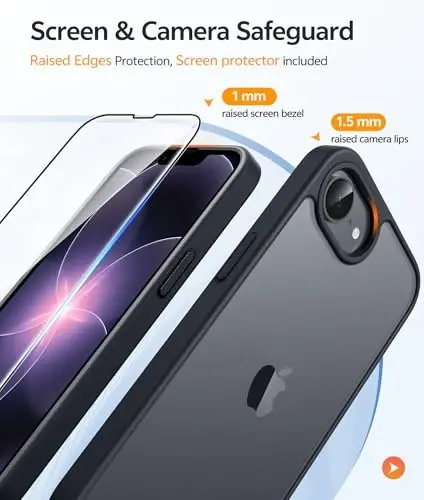 FNTCASE iPhone 16e uchun telefon qutisi: iPhone 16E 2025 Mat harbiy darajadagi tushishdan himoya qiluvchi telefon qopqog'i | Yupqa sirpanishga qarshi bardoshli zarbga chidamli qutilar - 3