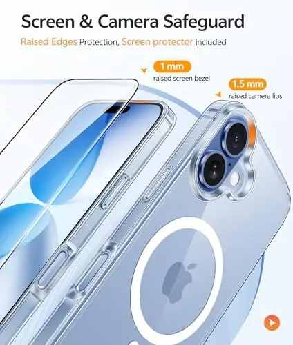 FNTCASE for iPhone 17 Case, Compatible with Magsafe, Glass Screen Protector | Anti Yellowing, Magnetic Phone Cases, 14FT Military Grade Drop Protection, Slim Shockproof Protective Cover, Clear - 4