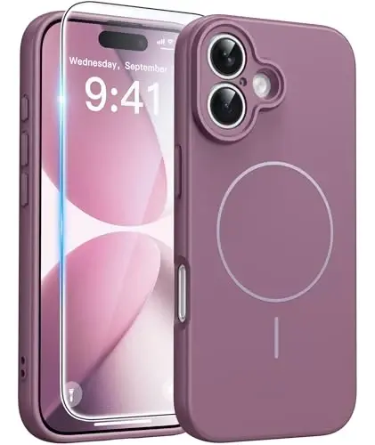 FNTCASE for iPhone 17 Case, Compatible with Magsafe, Glass Screen Protector | Full Camera Protection, Integrated Silicone Cases, 14FT Military Grade Drop Proof, Shockproof Protective Phone Cover 