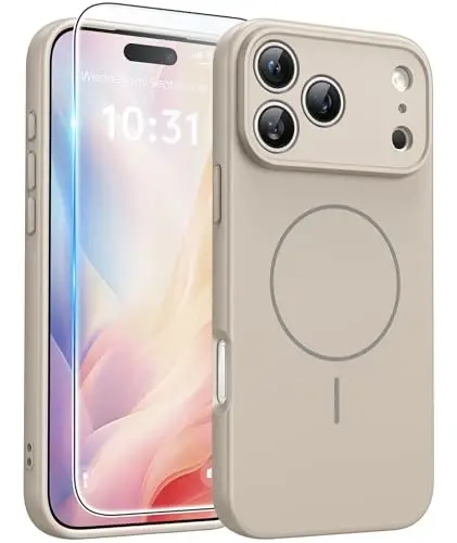 FNTCASE for iPhone 17 Pro Max Case, Fit for Magsafe, Screen Protector | Full Camera Protection, Integrated Silicone, 14FT Military Grade Drop Proof, Shockproof Protective Phone Cover, Full White 