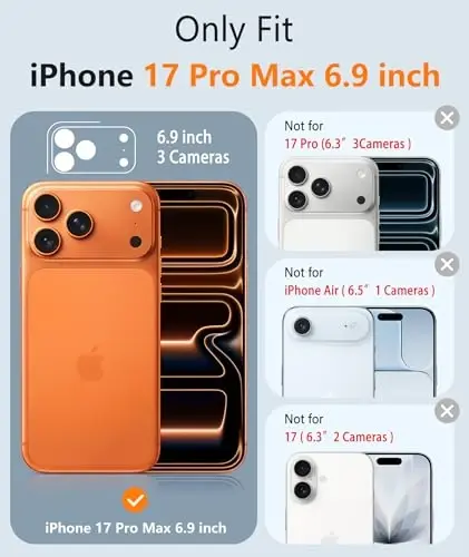 FNTCASE for iPhone 17 Pro Max Case, Fit for Magsafe, Screen Protector | Full Camera Protection, Integrated Silicone, 14FT Military Grade Drop Proof, Shockproof Protective Phone Cover, Full White - 2
