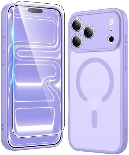 FNTCASE iPhone 17 Pro-Max uchun g'ilof: Magnit mat teksturali harbiy darajadagi tushishdan himoya qiluvchi yarim shaffof mobil telefon qopqog'i - Ingichka, mustahkam, chidamli zarbga chidamli himoya bamperli telefon g'ilofi (C-Binafsha) 