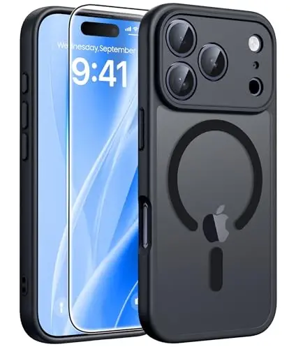 FNTCASE iPhone 17 Pro-Max uchun g'ilof: Magnitli muzli yarim shaffof mat harbiy darajadagi zarbga chidamli nozik qopqoq | To'liq kamera qoplamali himoya | Yiqilishga chidamli mustahkam himoya g'iloflari - 1