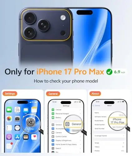 FNTCASE iPhone 17 Pro-Max uchun g'ilof: Magnitli muzli yarim shaffof mat harbiy darajadagi zarbga chidamli nozik qopqoq | To'liq kamera qoplamali himoya | Yiqilishga chidamli mustahkam himoya g'iloflari - 2