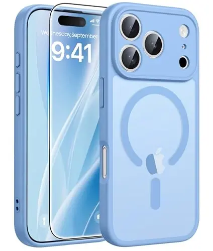 FNTCASE iPhone 17 Pro-Max uchun g‘ilof: Magnitli muzli yarim shaffof mat harbiy standartga javob beruvchi zarbga chidamli ingichka qopqoq | Kamera uchun to‘liq himoya | Yiqilishga chidamli mustahkam himoya g‘iloflar - FNTCASE (1)