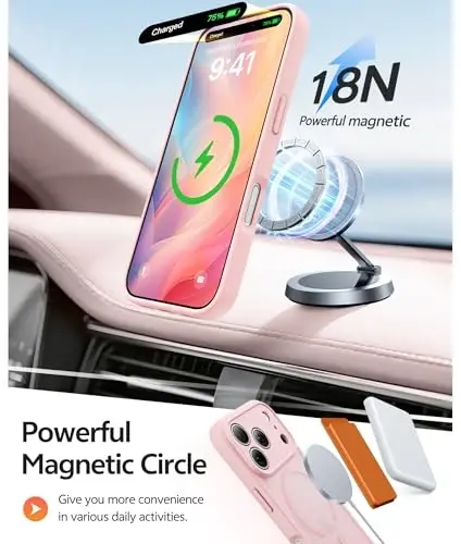 FNTCASE iPhone 17 Pro-Max uchun g‘ilof: Magnitli muzli yarim shaffof mat harbiy standartlarga javob beruvchi zarbga chidamli ingichka qopqoq | Kamera uchun to‘liq himoya | Yiqilishga chidamli bardoshli himoya g‘iloflar - 3