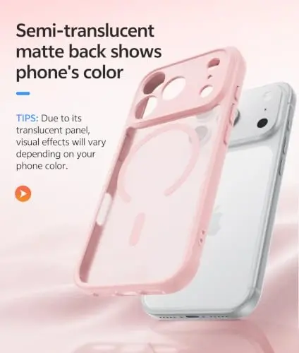 FNTCASE iPhone 17 Pro-Max uchun g‘ilof: Magnitli muzli yarim shaffof mat harbiy standartlarga javob beruvchi zarbga chidamli ingichka qopqoq | Kamera uchun to‘liq himoya | Yiqilishga chidamli bardoshli himoya g‘iloflar - 5