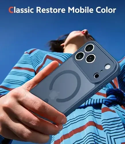 FNTCASE iPhone 17 Pro-Max uchun g‘ilof: Magsafe bilan mos keluvchi mat magnit telefon g‘iloflari, ekran himoyachisi bilan, ingichka, sarg‘aymaydigan, zarbga chidamli, shaffof telefon qopqog‘i (C-ko‘k) - 7