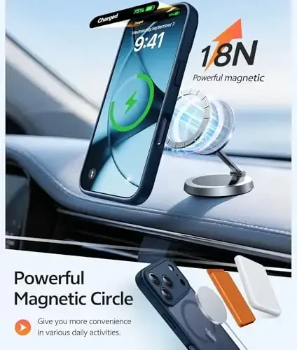 FNTCASE iPhone 17 Pro uchun g‘ilof: Magnitli muzlatilgan yarim shaffof mat harbiy darajadagi zarbaga chidamli ingichka qopqoq | To‘liq qoplangan kamera himoyasi | Ingichka tushishga chidamli bardoshli himoya g‘iloflari - 3