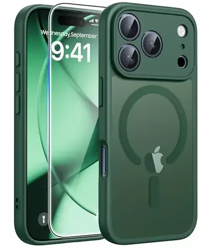 FNTCASE iPhone 17 Pro uchun g‘ilof: Magnitli muzli yarim shaffof mat harbiy darajadagi zarbaga chidamli ingichka qopqoq | To‘liq qoplangan kamera himoyasi | Ingichka tushishga chidamli bardoshli himoya g‘iloflari 