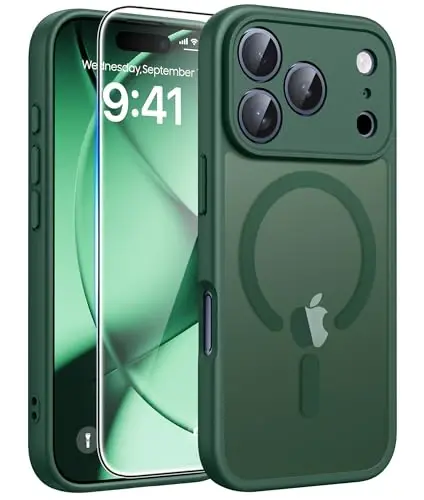 FNTCASE iPhone 17 Pro uchun g‘ilof: Magnitli muzli yarim shaffof mat harbiy darajadagi zarbaga chidamli ingichka qopqoq | To‘liq qoplangan kamera himoyasi | Ingichka tushishga chidamli bardoshli himoya g‘iloflari 