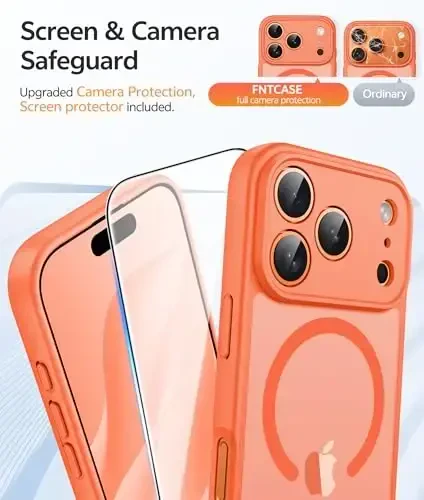 FNTCASE iPhone 17 Pro uchun g'ilof: Magnitli muzli yarim shaffof mat harbiy darajadagi zarbga chidamli ingichka qopqoq | To'liq qoplangan kamera himoyasi | Ingichka tushishga chidamli bardoshli himoya g'iloflari - 4