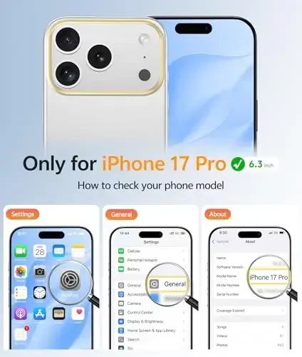 FNTCASE iPhone 17 Pro uchun g'ilof: Magnitli muzli yarim shaffof mat harbiy standart zarbaga chidamli nozik qopqoq | To'liq qoplangan kamera himoyasi | Yiqilishga chidamli mustahkam himoya g'iloflari - 1