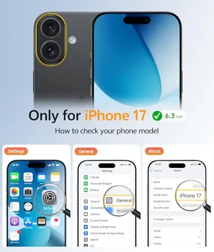 FNTCASE iPhone 17 uchun telefon g'ilofi: Magnitli yarim shaffof mat [Kamera to'liq qoplangan] [Ekran himoyachisi] Harbiy darajadagi zarbaga chidamli ingichka g'ilof, tushishdan himoya qiluvchi g'iloflar - Qora - FNTCASE