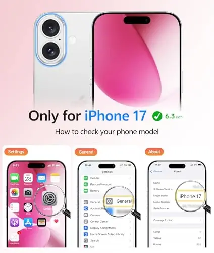 FNTCASE iPhone 17 uchun telefon qutisi: Magnitli yarim shaffof mat [Kamera to'liq qoplangan] [Ekran himoyachisi] Harbiy darajadagi zarbga chidamli ingichka qopqoq tushishdan himoya qiluvchi qutilar - Hot Pink - 1