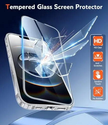 FNTCASE iPhone 17 va iPhone 16 uchun g‘ilof, shaffof: Magsafe bilan mos keluvchi telefon g‘iloflari, yupqa, sarg‘ayishga qarshi, harbiy darajadagi tushishdan himoya, zarbaga chidamli, himoyalovchi shaffof telefon g‘ilofi (D-Glitter) - 3