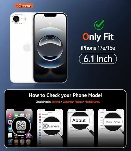 FNTCASE iPhone 17 va iPhone 16 uchun shaffof g'ilof: Magsafe bilan mos keladigan magnitli g'iloflar, 1 ta ekran himoyachisi bilan, sarg'aymaydigan, zarbga chidamli, himoya qiluvchi shaffof telefon g'ilofi (A-Clear) - 5