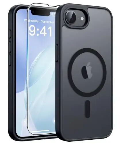FNTCASE for iPhone 17e Case Black: Translucent iPhone 16e Cases Compatible with MagSafe, Camera Protection & Tempered Glass Protector, 14FT Military Grade Drop Tested, Matte Skin-Friendly Cover - 1