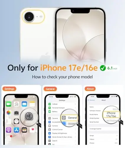 FNTCASE for iPhone 17e Case: iPhone 16e Phone Case [Compatible with Magsafe] Translucent Matte Cases with [Screen Protector] Military Grade Shockproof Protective Phone Cover - Off White - 2