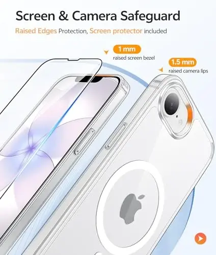 FNTCASE for iPhone 17e Case: iPhone 16e Phone Case[Compatible with Magsafe] [Screen Protector] Anti Yellowing Transparent Clear Magnetic Phone Cover - Military Grade Shockproof Cases - Clear - 4