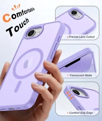 FNTCASE for iPhone 17e/16e Case Light Purple: Translucent Fit for MagSafe | With Screen Protector, Magnetic Full Camera Protection Slim Cases, 14FT Military Grade Drop Tested, Matte Shockproof Cover - 3