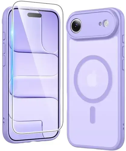 FNTCASE iPhone Air Case Matte uchun: Magnitli yarim shaffof mat [To'liq qoplangan kamera himoyasi] Harbiy darajadagi ingichka qopqoq zarbaga chidamli himoya telefon g'iloflari (C-Purple) 
