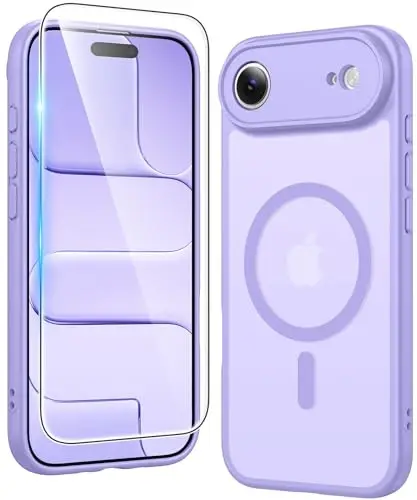 FNTCASE iPhone Air Case Matte uchun: Magnitli yarim shaffof mat [To'liq qoplangan kamera himoyasi] Harbiy darajadagi ingichka qopqoq zarbaga chidamli himoya telefon g'iloflari (C-Purple) 