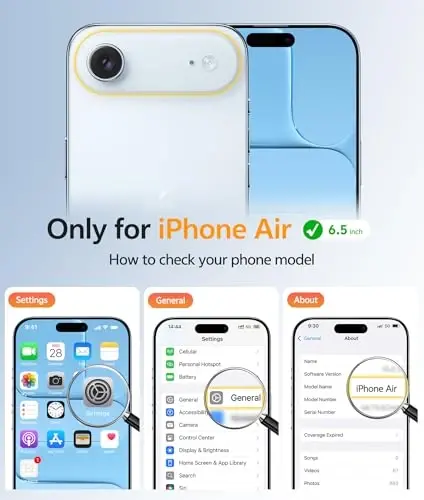 FNTCASE iPhone Air Case uchun: Magnitli yarim shaffof mat [Kamera to'liq qoplangan] [Ekran himoyachisi] Harbiy zarbaga chidamli ingichka qopqoq zarbadan himoya qiluvchi 17 Air 2025 telefon g'iloflari - och ko'k - 2