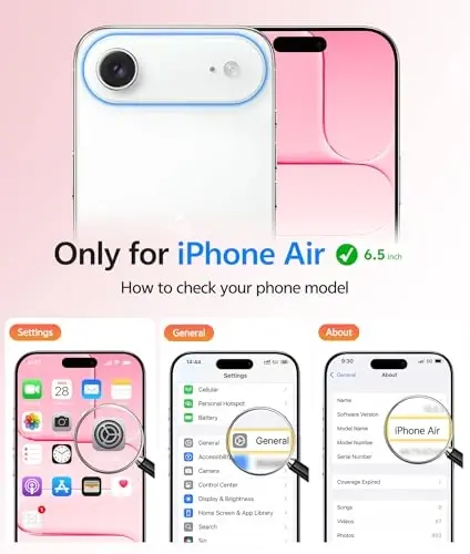 FNTCASE iPhone Air Case uchun: Magnitli yarim shaffof mat [To'liq qamrab olingan kamera himoyasi] [Ekran himoyachisi] Harbiy zarbaga chidamli yupqa qopqoq tushishga chidamli himoya 17 Air 2025 telefon g'iloflari - och pushti - FNTCASE (1)