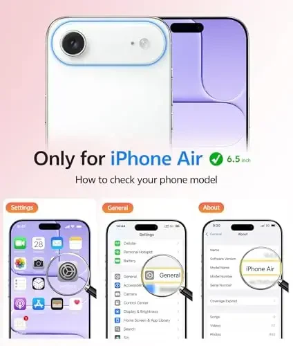 FNTCASE iPhone Air Case uchun: Magnitli yarim shaffof mat [To'liq qoplangan kamera himoyasi] [Ekran himoyachisi] Harbiy zarbga chidamli ingichka qopqoq tushishga chidamli himoya 17 Air 2025 telefon g'iloflari - och binafsha - 2