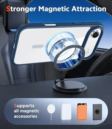 FNTCASE iPhone Air uchun g'ilof Shaffof: Ekran himoyachisi bilan magnit telefon g'iloflari Magsafe bilan mos keladi Yupqa sarg'ayishga qarshi mustahkam zarbga chidamli himoya shaffof mobil qopqoq (B-ko'k) - 4