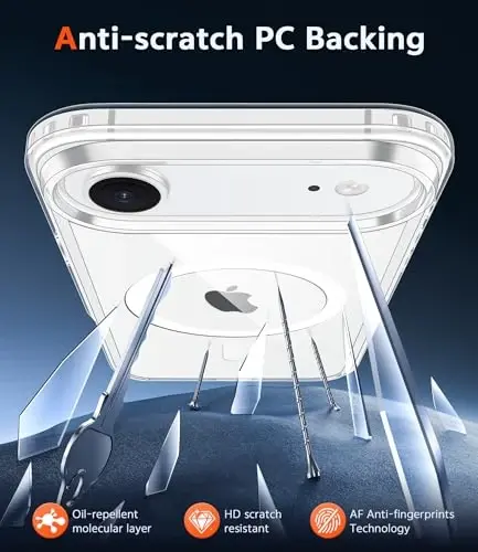 FNTCASE iPhone Air uchun g'ilof: Shaffof, sarg'ayishga qarshi magnit, harbiy darajadagi tushishdan himoya, mobil telefon qopqog'i - mustahkam zarbaga chidamli himoya bamperi shaffof telefon g'ilofi (A-Shaffof) - 5